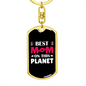 Best Mom on This Planet Keychain Stainless Steel or 18k Gold Dog Tag Keyring-Express Your Love Gifts