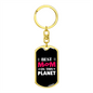 Best Mom on This Planet Keychain Stainless Steel or 18k Gold Dog Tag Keyring-Express Your Love Gifts