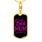 Best Mom Purple Keychain Stainless Steel or 18k Gold Dog Tag Keyring-Express Your Love Gifts