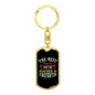 Best Mom Raises Firefighter Keychain Stainless Steel or 18k Gold Dog Tag Keyring-Express Your Love Gifts