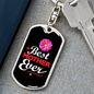 Best Mother Ever Flower Mom Keychain Stainless Steel or 18k Gold Dog Tag Keyring-Express Your Love Gifts