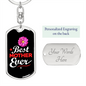 Best Mother Ever Flower Mom Keychain Stainless Steel or 18k Gold Dog Tag Keyring-Express Your Love Gifts