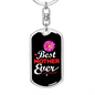 Best Mother Ever Flower Mom Keychain Stainless Steel or 18k Gold Dog Tag Keyring-Express Your Love Gifts