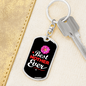 Best Mother Ever Flower Mom Keychain Stainless Steel or 18k Gold Dog Tag Keyring-Express Your Love Gifts