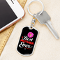 Best Mother Ever Flower Mom Keychain Stainless Steel or 18k Gold Dog Tag Keyring-Express Your Love Gifts