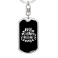 Best Mother-in Law Ever White Mom Keychain Stainless Steel or 18k Gold Dog Tag Keyring-Express Your Love Gifts