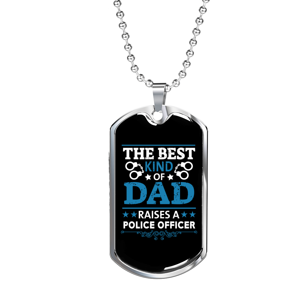 Best Police Dad Necklace Stainless Steel or 18k Gold Dog Tag 24"-Express Your Love Gifts