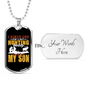 Best Son Hunting Necklace Stainless Steel or 18k Gold Dog Tag 24" Chain-Express Your Love Gifts