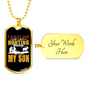 Best Son Hunting Necklace Stainless Steel or 18k Gold Dog Tag 24" Chain-Express Your Love Gifts