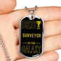 Best Surveyor In The Galaxy Necklace Stainless Steel or 18k Gold Dog Tag w 24"-Express Your Love Gifts