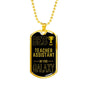 Best Teacher Assistant In The Galaxy Necklace Stainless Steel or 18k Gold Dog Tag w 24"-Express Your Love Gifts