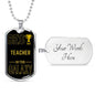 Best Teacher In The Galaxy Necklace Stainless Steel or 18k Gold Dog Tag w 24"-Express Your Love Gifts