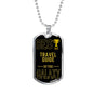 Best Travel Guide In The Galaxy Necklace Stainless Steel or 18k Gold Dog Tag w 24"-Express Your Love Gifts