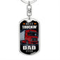 Best Truckin Dad Ever Dog Tag Pendant Keychain Stainless Steel or 18k Gold-Express Your Love Gifts