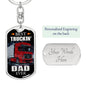 Best Truckin Dad Ever Dog Tag Pendant Keychain Stainless Steel or 18k Gold-Express Your Love Gifts
