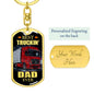 Best Truckin Dad Ever Dog Tag Pendant Keychain Stainless Steel or 18k Gold-Express Your Love Gifts