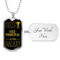 Best Vice Principal In The Galaxy Necklace Stainless Steel or 18k Gold Dog Tag w 24"-Express Your Love Gifts