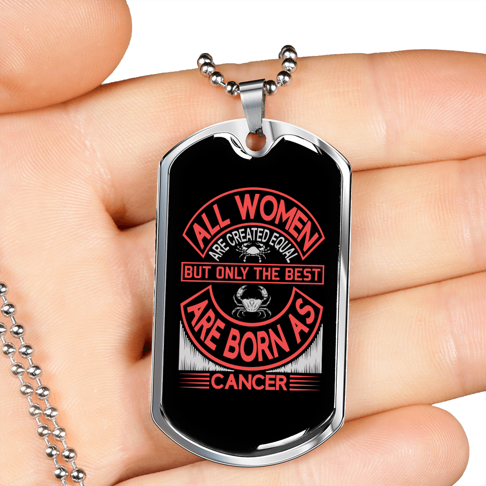 Best Women Are Cancer Sign Zodiac Necklace Stainless Steel or 18k Gold Dog Tag 24" Chain-Express Your Love Gifts