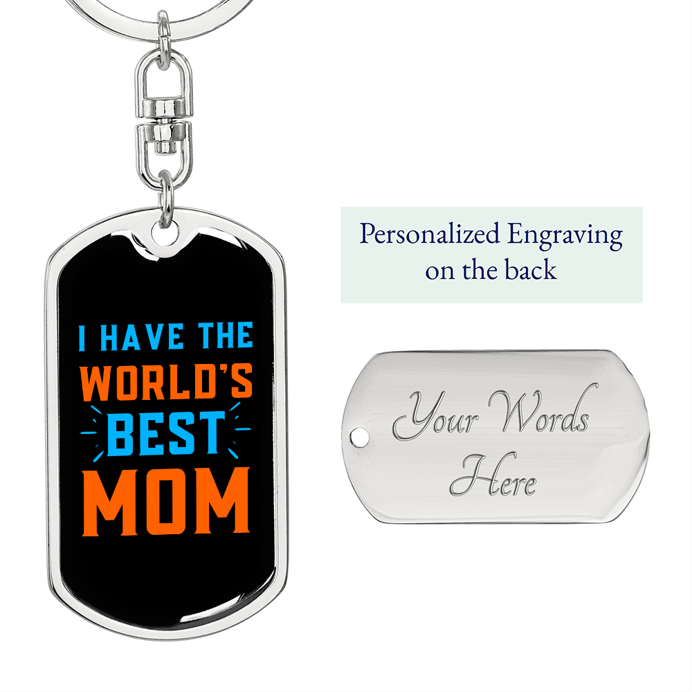 Best World's Mom Keychain Stainless Steel or 18k Gold Dog Tag Keyring-Express Your Love Gifts