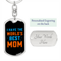 Best World's Mom Keychain Stainless Steel or 18k Gold Dog Tag Keyring-Express Your Love Gifts