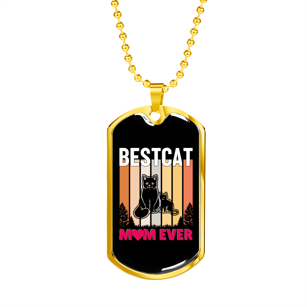 Bestcat Mom Ever Necklace Stainless Steel or 18k Gold Dog Tag 24" Chain-Express Your Love Gifts