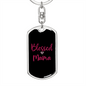 Bestest Mama Purple Mom Keychain Stainless Steel or 18k Gold Dog Tag Keyring-Express Your Love Gifts