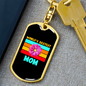 Bestest Mom Flower Keychain Stainless Steel or 18k Gold Dog Tag Keyring-Express Your Love Gifts
