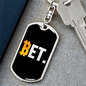 BetCoin Crypto Keychain Stainless Steel or 18k Gold Dog Tag Keyring-Express Your Love Gifts