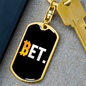 BetCoin Crypto Keychain Stainless Steel or 18k Gold Dog Tag Keyring-Express Your Love Gifts