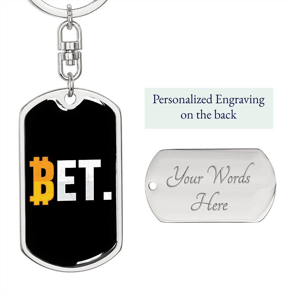BetCoin Crypto Keychain Stainless Steel or 18k Gold Dog Tag Keyring-Express Your Love Gifts