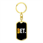 BetCoin Crypto Keychain Stainless Steel or 18k Gold Dog Tag Keyring-Express Your Love Gifts