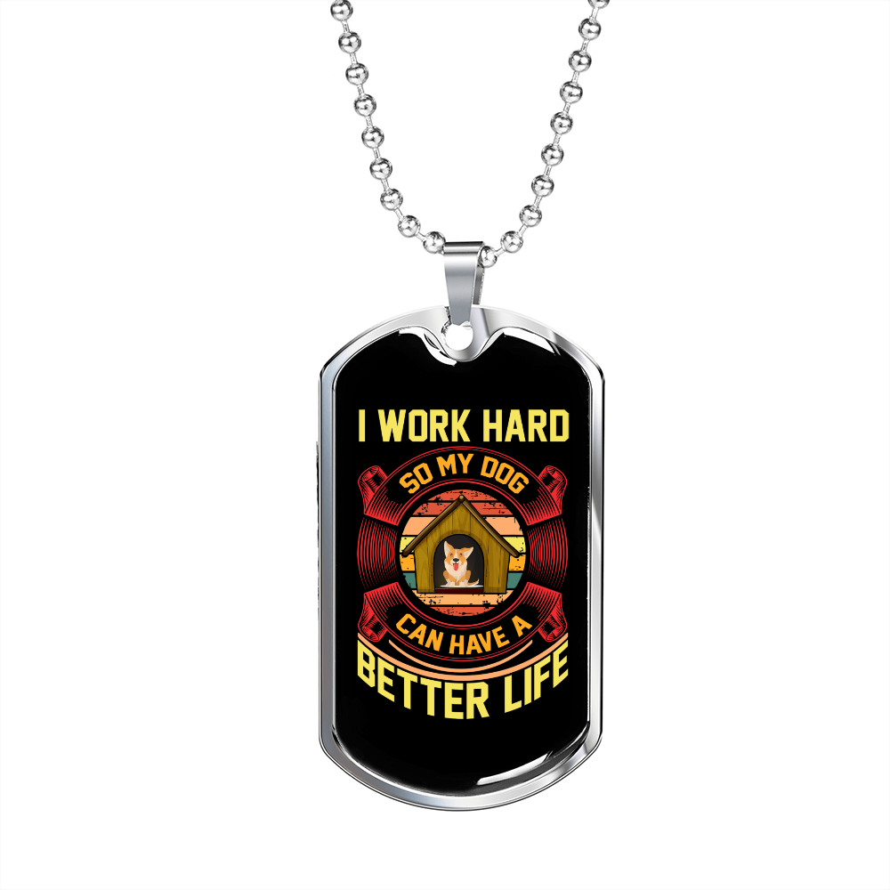 Better Life Necklace Stainless Steel or 18k Gold Dog Tag 24" Chain-Express Your Love Gifts