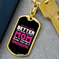 Better Mom Grandma Pink Keychain Stainless Steel or 18k Gold Dog Tag Keyring-Express Your Love Gifts