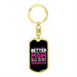 Better Mom Grandma Pink Keychain Stainless Steel or 18k Gold Dog Tag Keyring-Express Your Love Gifts