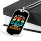 Better With Horses Horse Necklace Stainless Steel or 18k Gold Dog Tag 24" Chain-Express Your Love Gifts