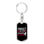 BewAre of Mom Keychain Stainless Steel or 18k Gold Dog Tag Keyring-Express Your Love Gifts