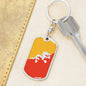 Bhutan Flag Keychain Dog Tag Stainless Steel or 18k Gold-Express Your Love Gifts