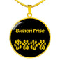 Bichon Frise Mama Circle Necklace Stainless Steel or 18k Gold 18-22" Dog Owner Lover-Express Your Love Gifts