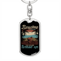Bicycling Is Life Cycling Keychain Stainless Steel or 18k Gold Dog Tag Keyring-Express Your Love Gifts