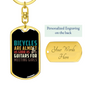 Bicyles And Guitars Cycling Keychain Stainless Steel or 18k Gold Dog Tag Keyring-Express Your Love Gifts