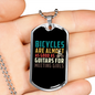 Bicyles And Guitars Cycling Necklace Stainless Steel or 18k Gold Dog Tag 24"-Express Your Love Gifts