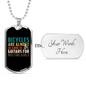 Bicyles And Guitars Cycling Necklace Stainless Steel or 18k Gold Dog Tag 24"-Express Your Love Gifts