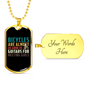 Bicyles And Guitars Cycling Necklace Stainless Steel or 18k Gold Dog Tag 24"-Express Your Love Gifts