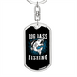 Big Bass Fish Fishing Keychain Stainless Steel or 18k Gold Dog Tag Keyring-Express Your Love Gifts