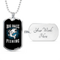 Big Bass Fishing Necklace Stainless Steel or 18k Gold Dog Tag 24" Chain-Express Your Love Gifts