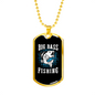 Big Bass Fishing Necklace Stainless Steel or 18k Gold Dog Tag 24" Chain-Express Your Love Gifts