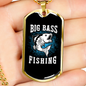 Big Bass Fishing Necklace Stainless Steel or 18k Gold Dog Tag 24" Chain-Express Your Love Gifts
