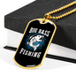 Big Bass Fishing Necklace Stainless Steel or 18k Gold Dog Tag 24" Chain-Express Your Love Gifts