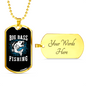 Big Bass Fishing Necklace Stainless Steel or 18k Gold Dog Tag 24" Chain-Express Your Love Gifts
