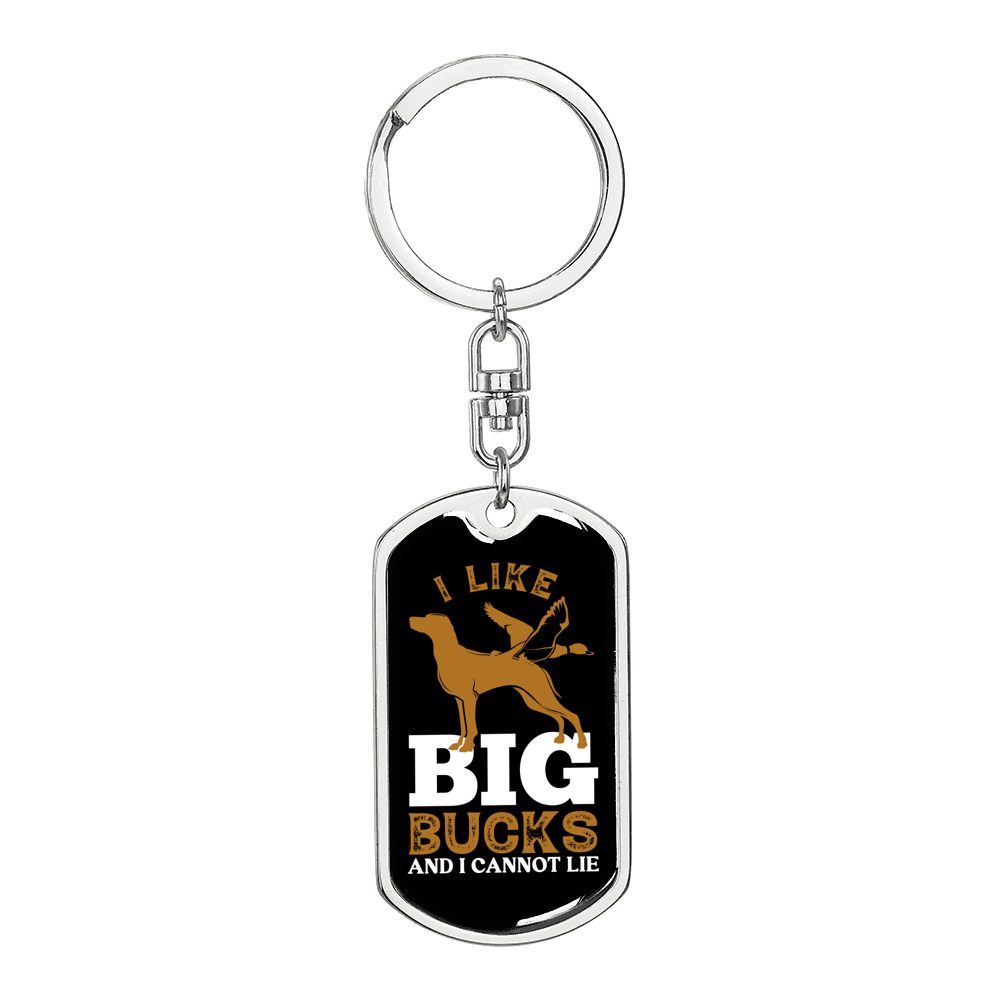 Big Bucks I Like Keychain Stainless Steel or 18k Gold Dog Tag Keyring-Express Your Love Gifts